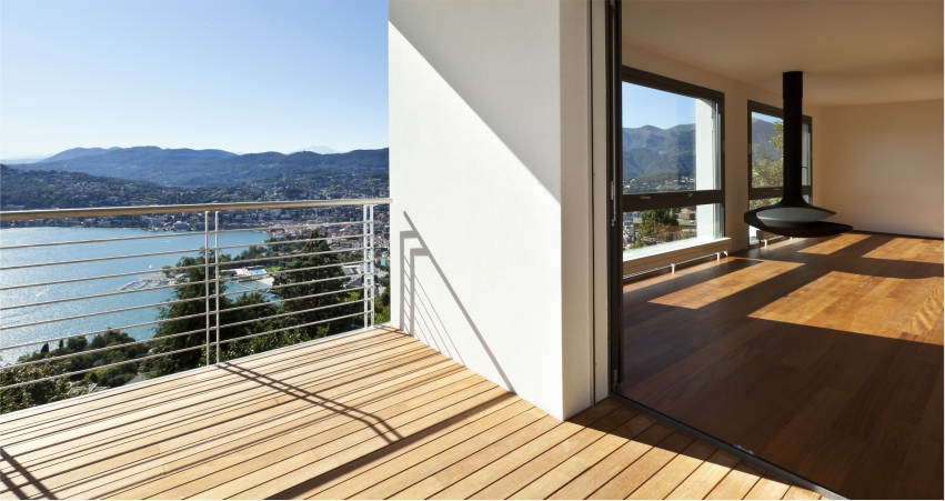 A balcony with steel grill