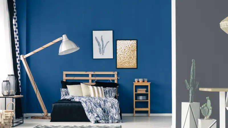 Blue and Grey bedroom colour combination