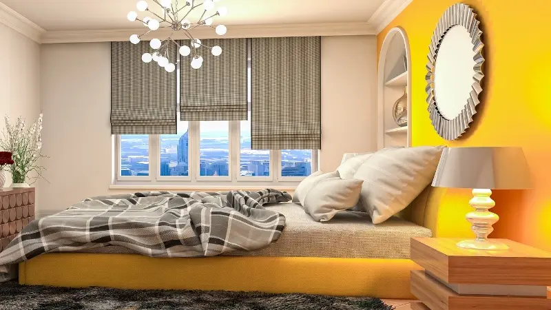 Yellow and Cream colour combination for bedroom wall