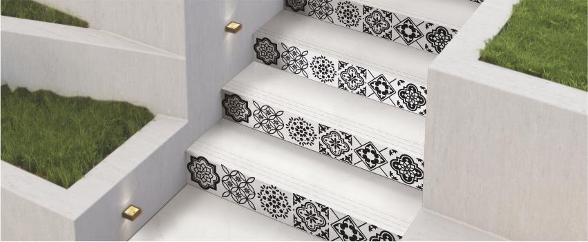 Black & White Tiles with Moroccan Twist for staircase