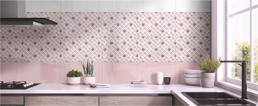 Pink colour tile for kitchen