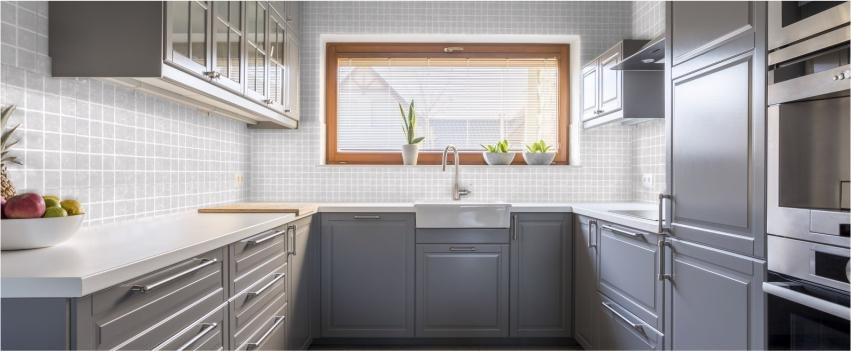Grey colour tiles for kitchen