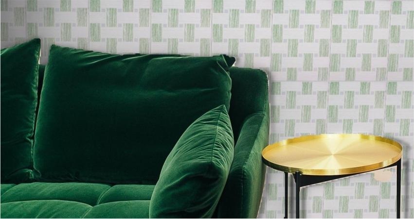 Green tiles in the living room