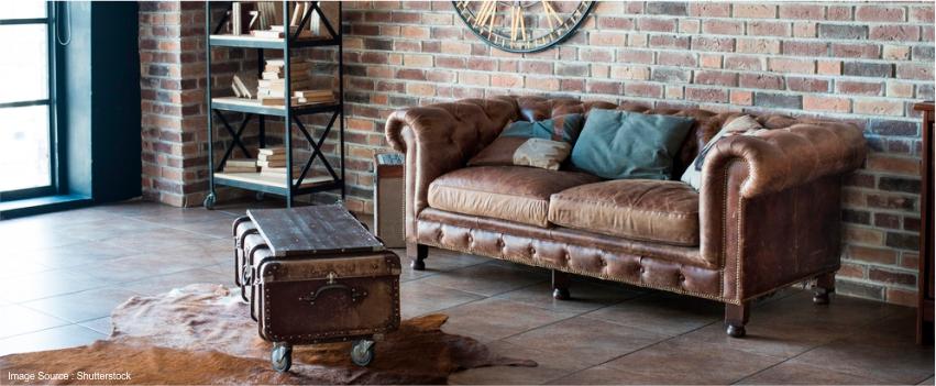 leather Sofa with metal legs