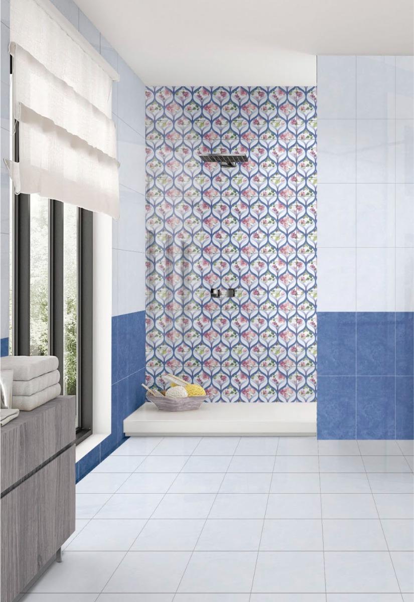 blue and glossy tiles for your bathroom