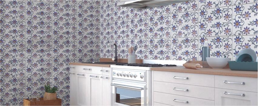 Floral Tiles kitchen backsplash idea