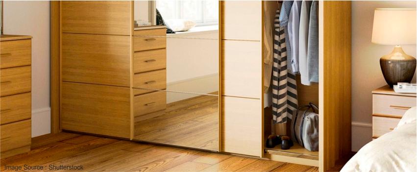 brown Wardrobes with mirror on the door