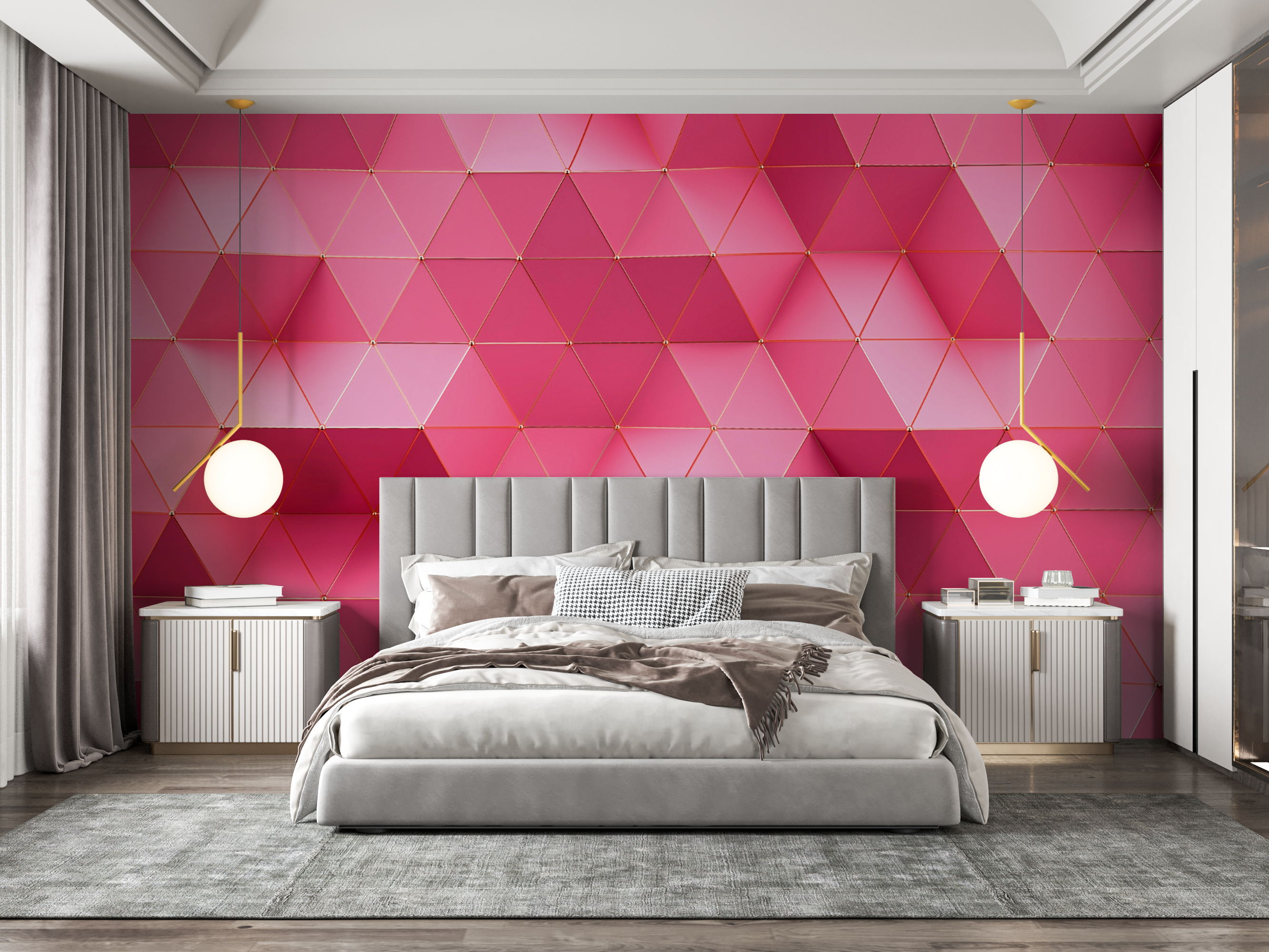 pink colour wall with pattern