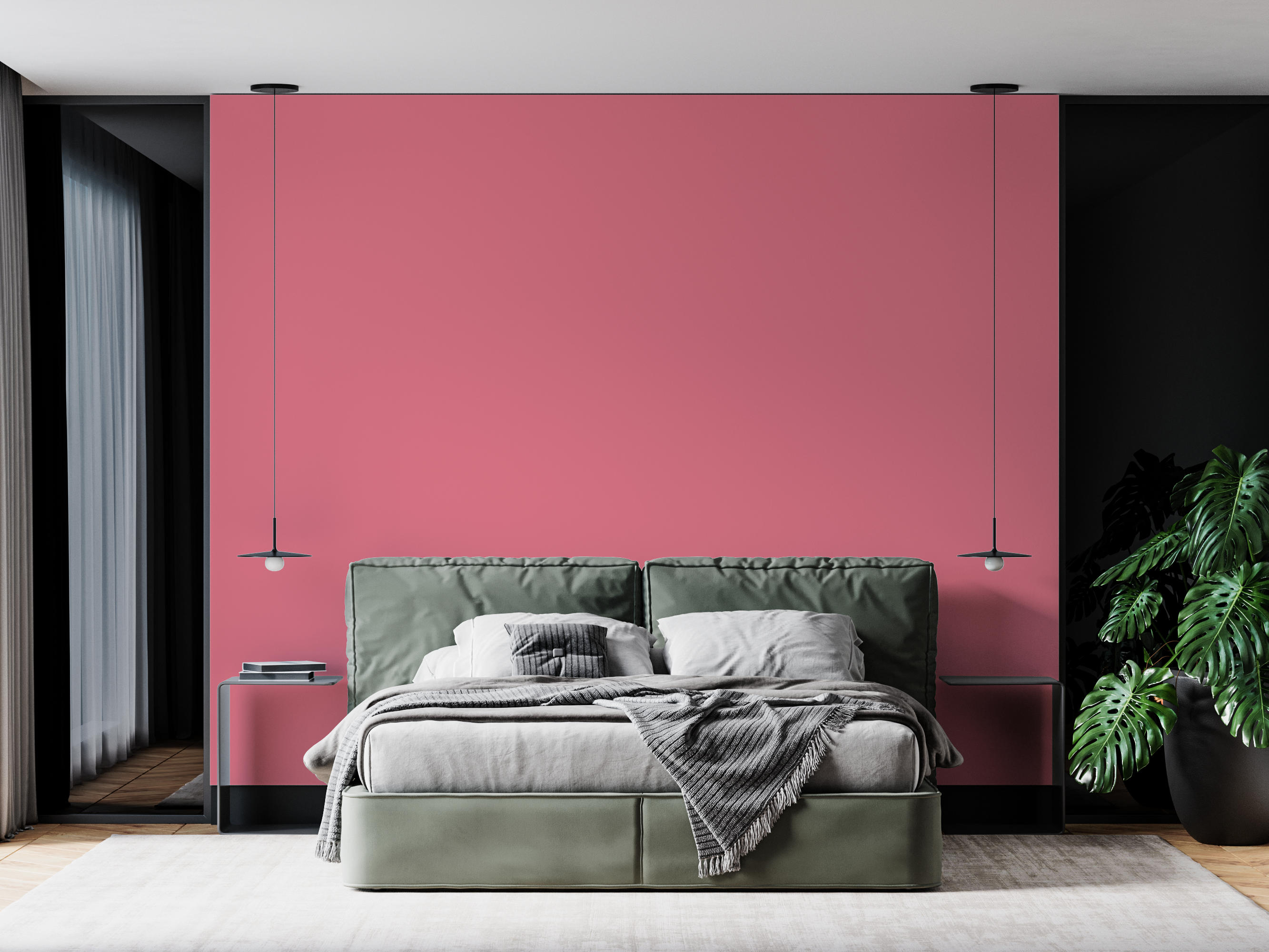Pink and Black colour combination wall