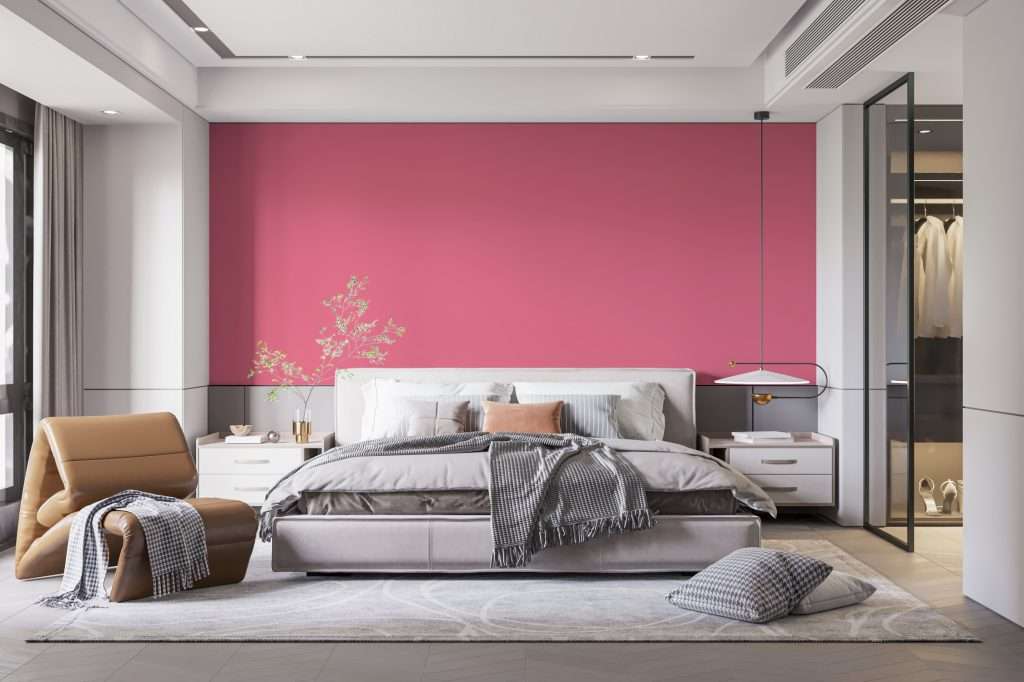 Pink and White colour combination wall