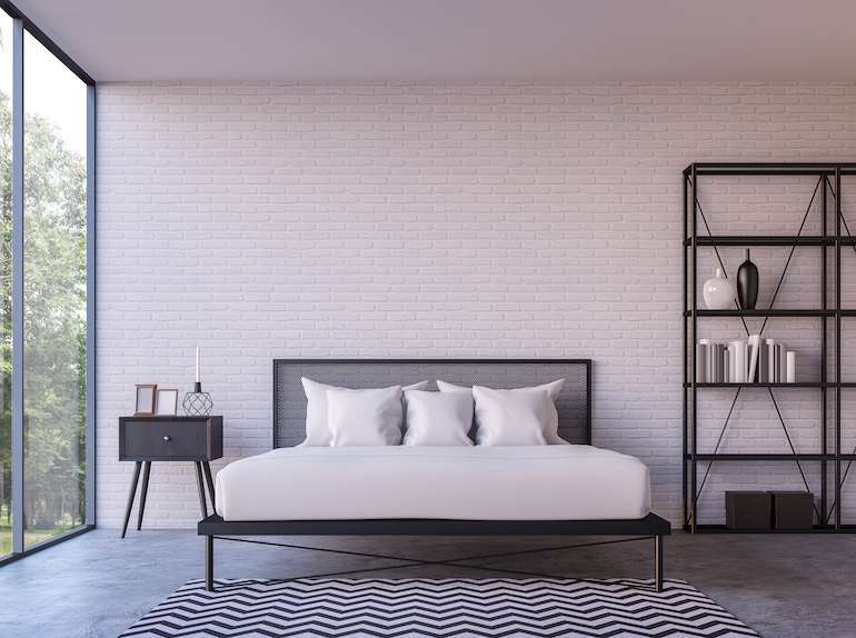 Purple Colour Brick Wall in bedroom