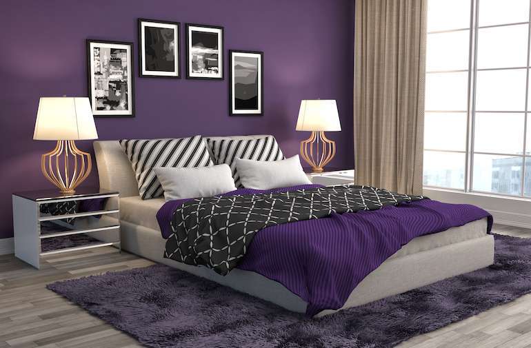 Purple Contrasting Upholstery in bedroom