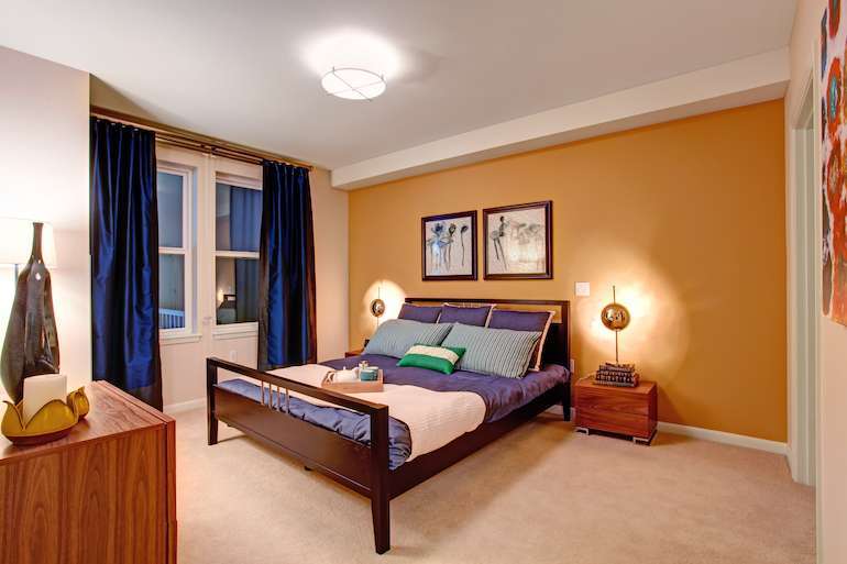 Purple and Orange Colour Combination for bedroom walls 