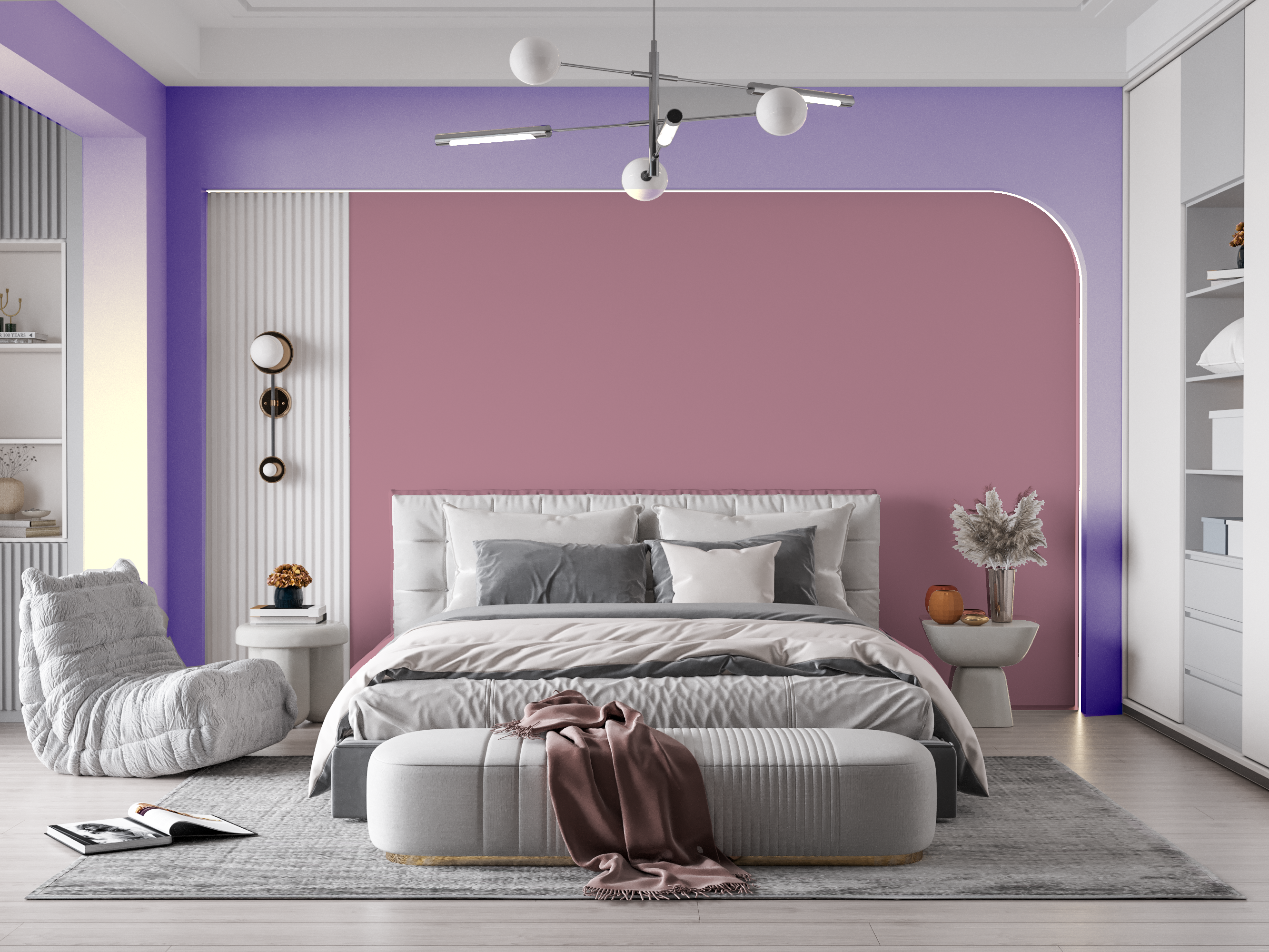 Purple and Pink two colour combination wall