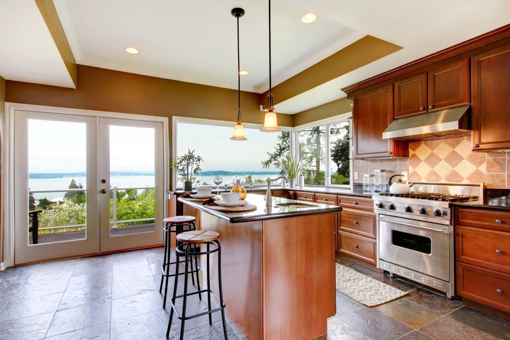 open kitchen design with ceiling lights