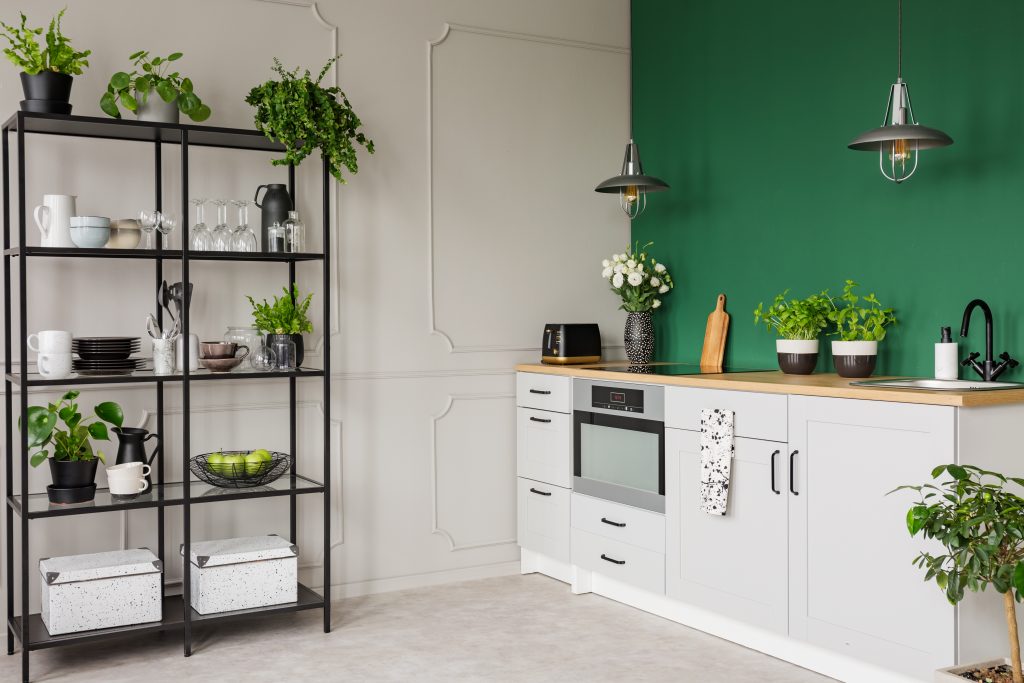 green wall for kitchen
