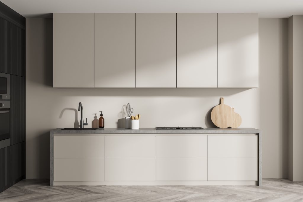 white kitchen design with cabinets