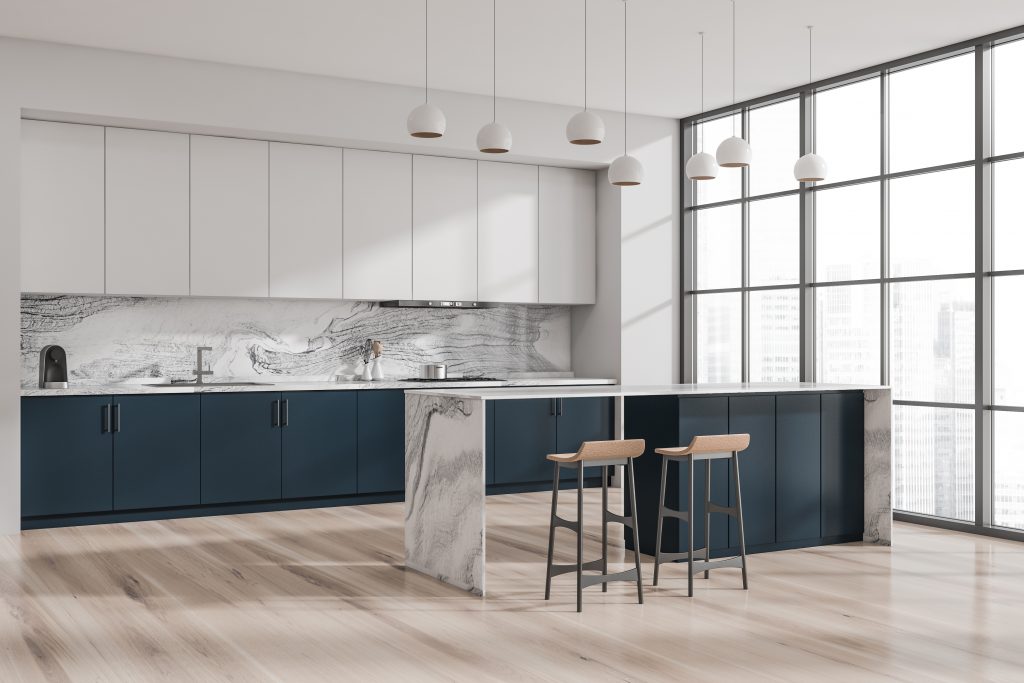 two toned open kitchen design