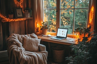 cozy-cabin-interior-with-laptop