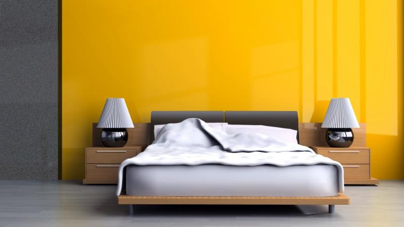 Gray and Mellow Yellow colour combination for bedroom wall