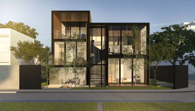 Modern House Glass Front Elevation Design Idea