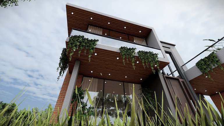 Wooden Front House Elevation Design