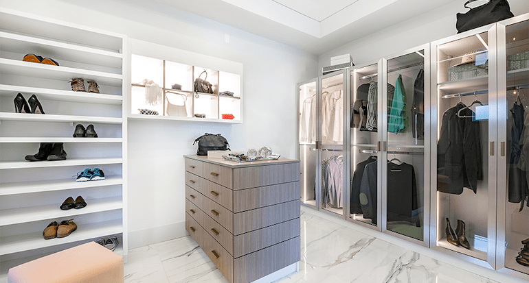 Luxury walk-in closet in the room