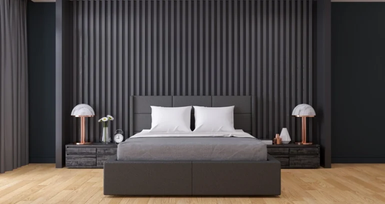 Black back wall for bedroom