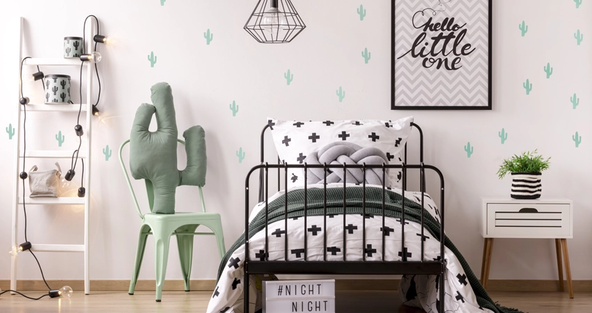 quirky back wall design for bedroom