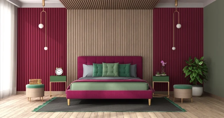 modern bedroom bed back wall design