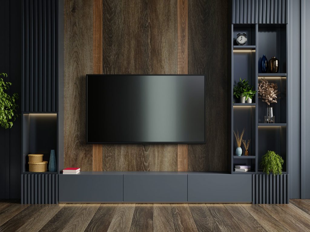 Traditional as well as contemporary TV Unit Design