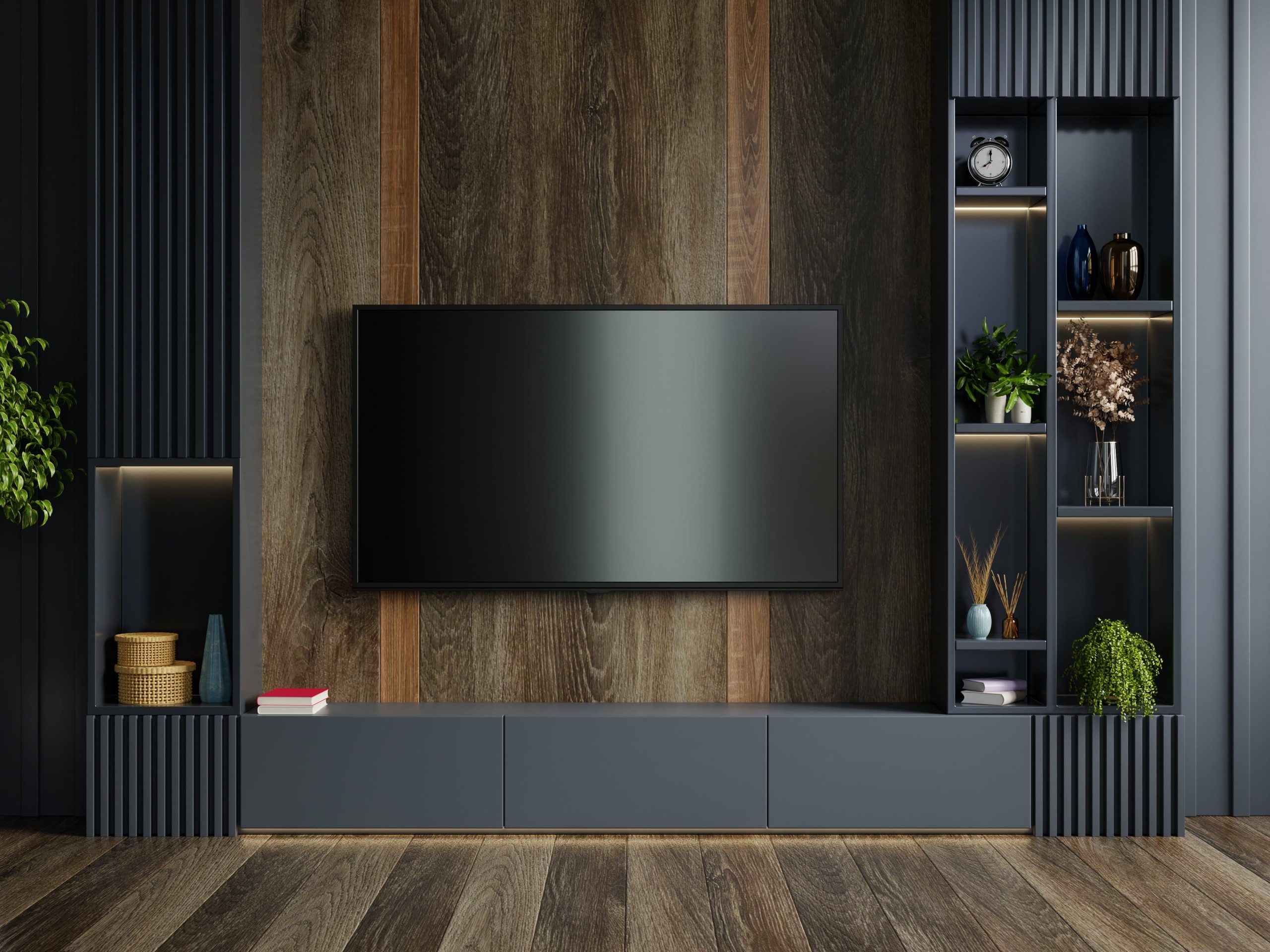 TV UNIT PANELING  Simple tv unit design, Tv unit interior design, Tv  cabinet design modern
