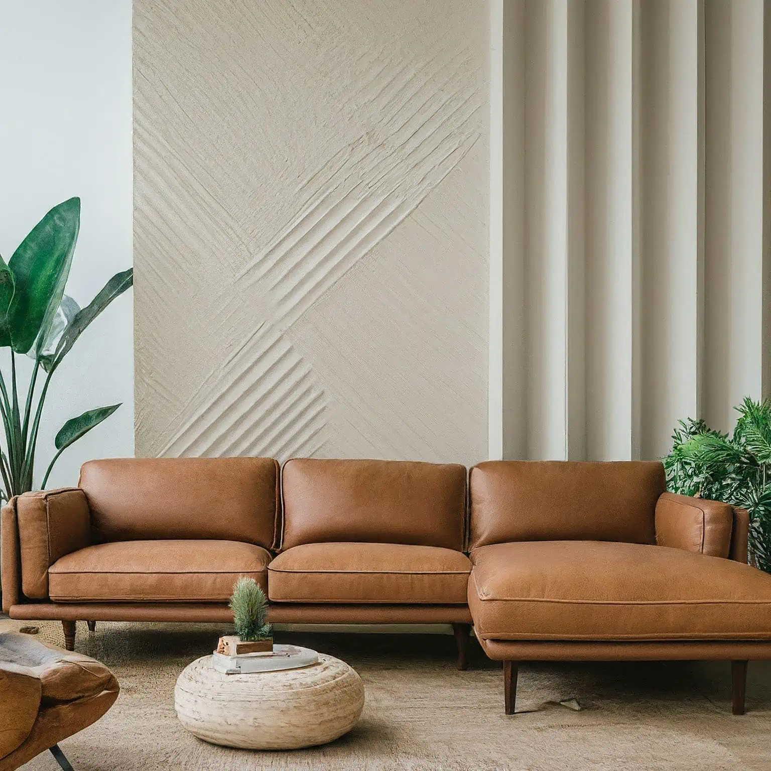 White and Beige Walls with Brown Furniture