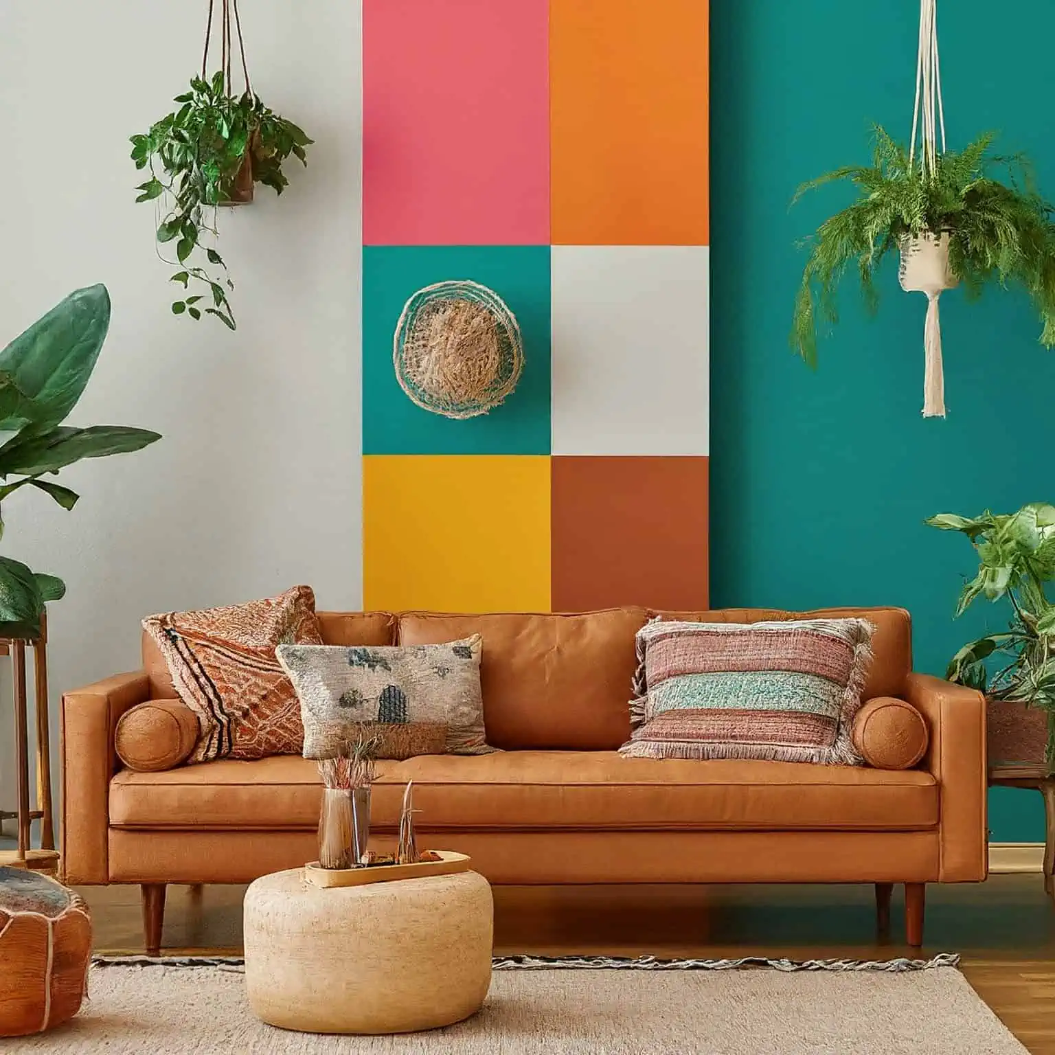 Color Block wall in living room
