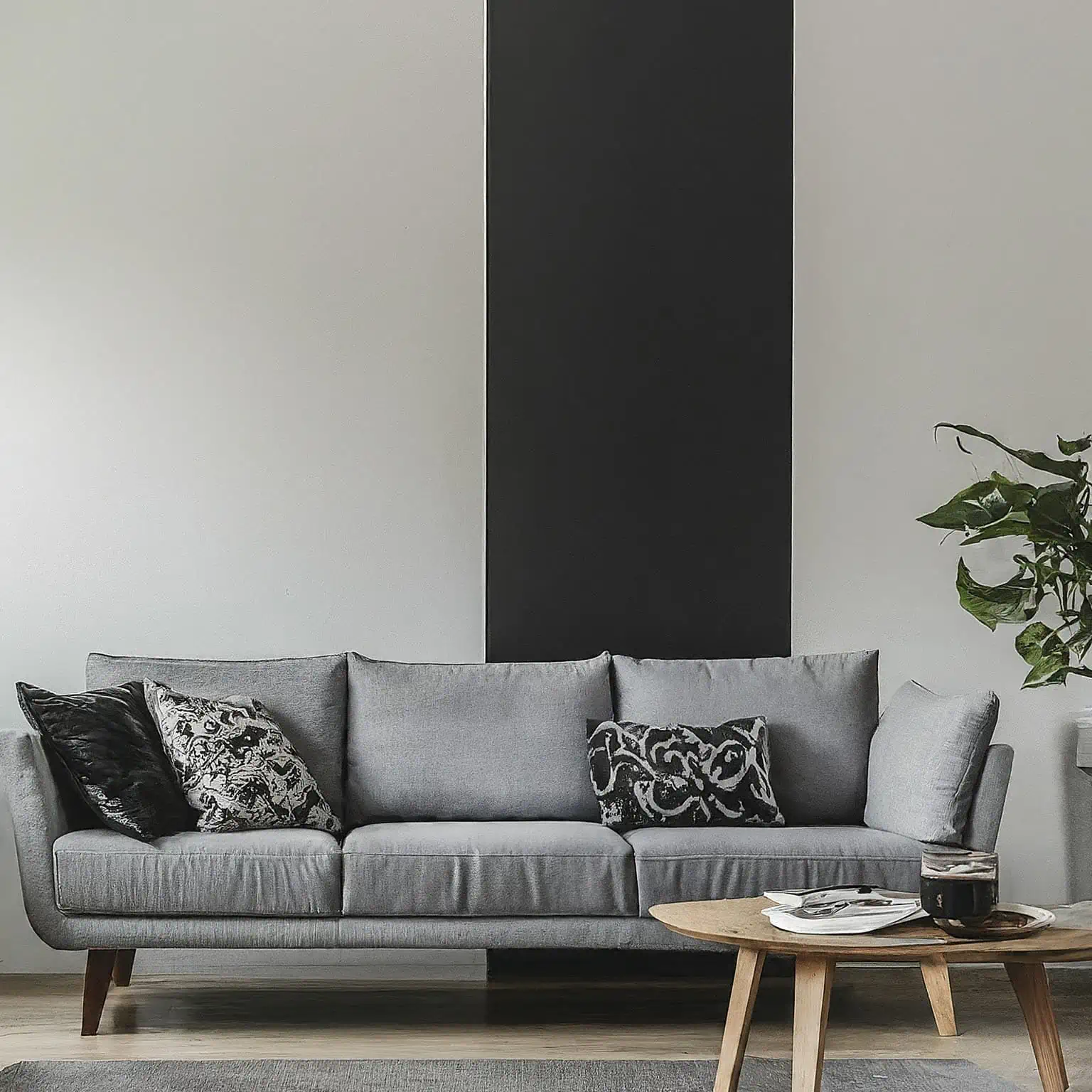 Black and White Wall color combination for living room