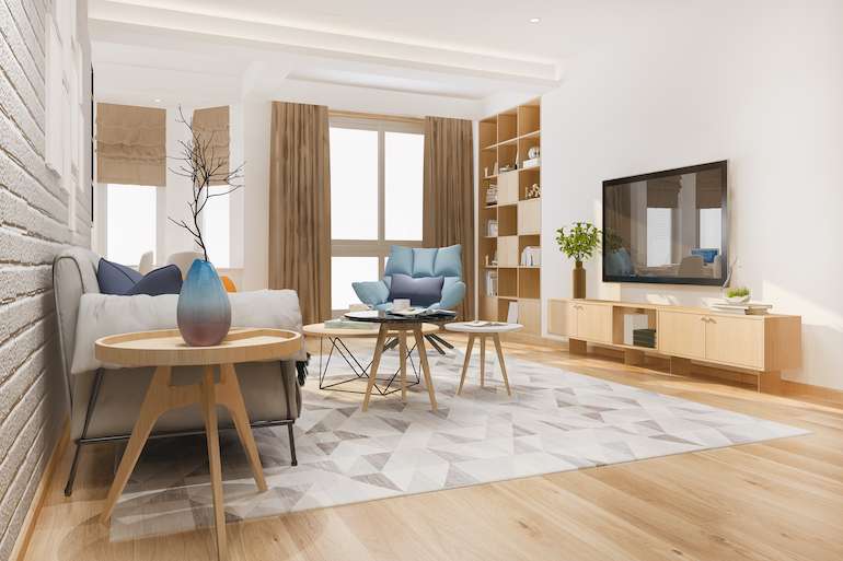 Grey Walls with Wooden Accent Wall