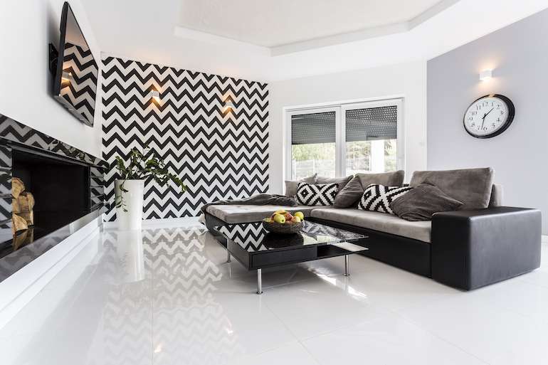 Mosaic theme wall in living room