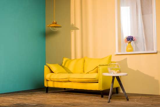 Teal Wall and Splash of Yellow