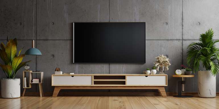 Textured Tile TV Cabinet Design Idea