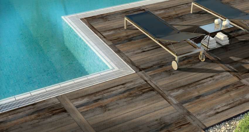 wood look swimming pool tiles