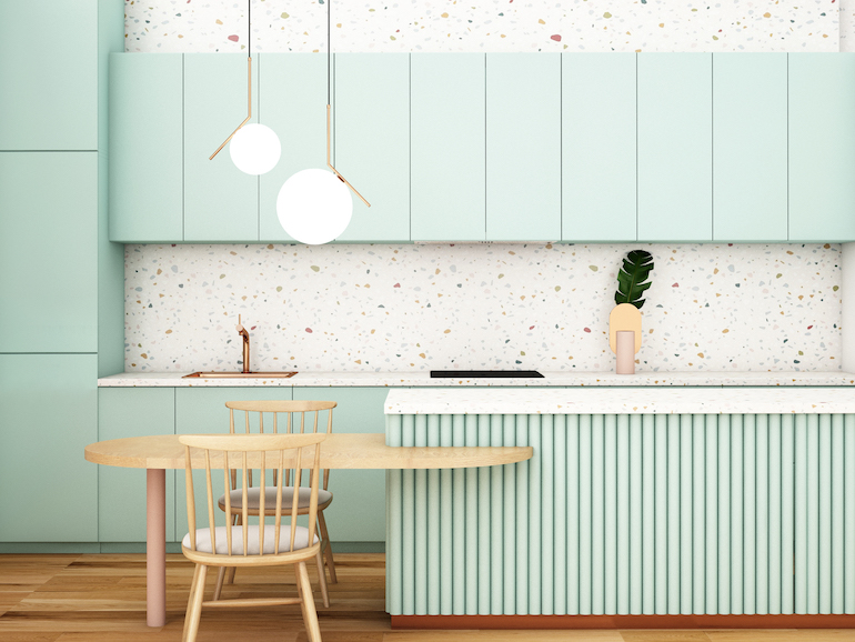 Pastel Theme Kitchen Colour Combination