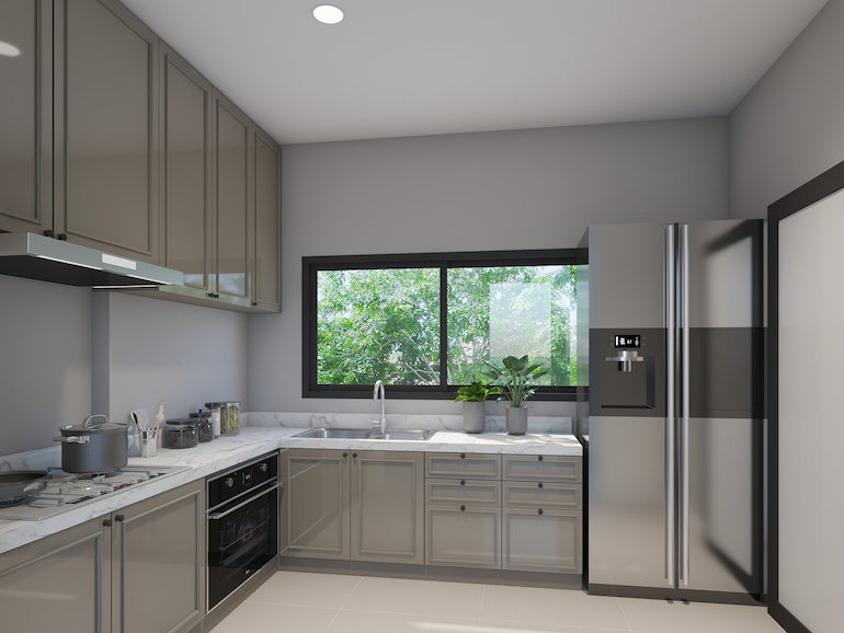 Steel and Grey Color Combination for Kitchen