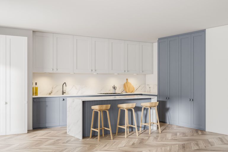two toned kitchen colour combination 