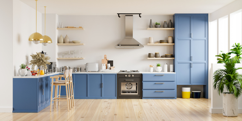 White and Blue Kitchen Colour Combination