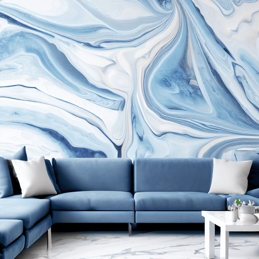 Blue and White Marble Design Wallpaper