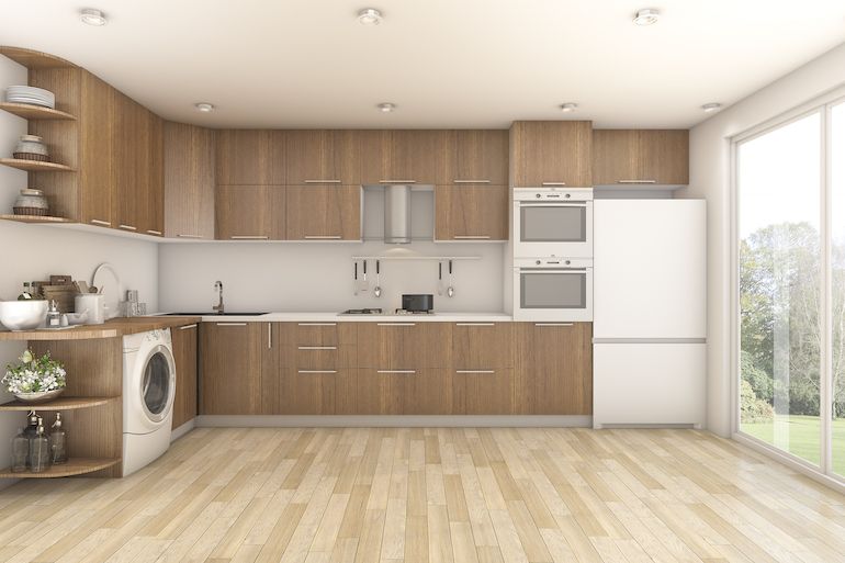 Cream and Wood Kitchen Colour combination 