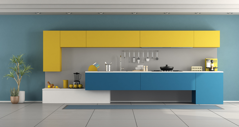 Blue and yellow kitchen Colour Combination