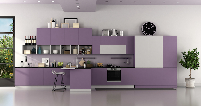Modern purple and white modern kitchen