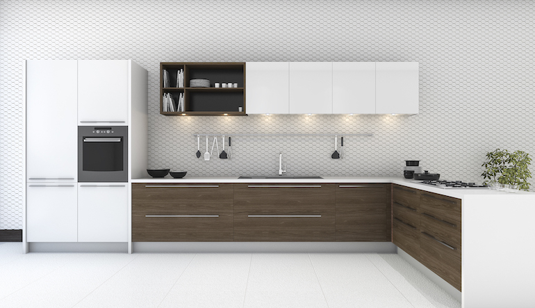 White and Wood combination for kitchen