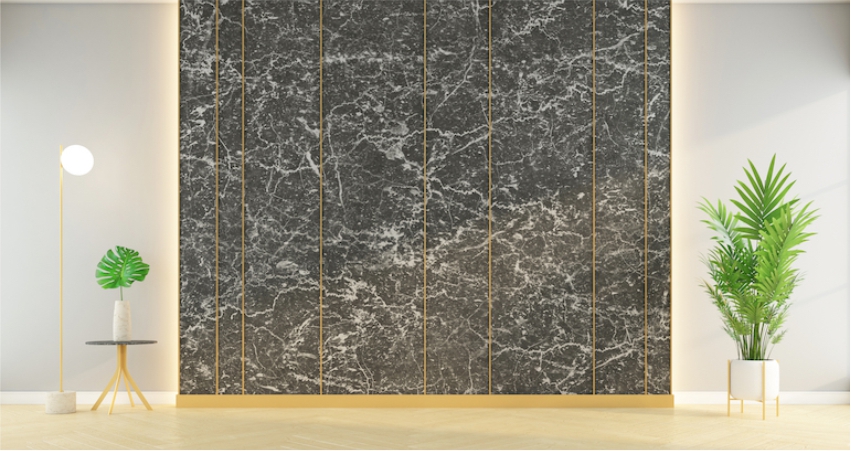Half Marble wall design idea for living room